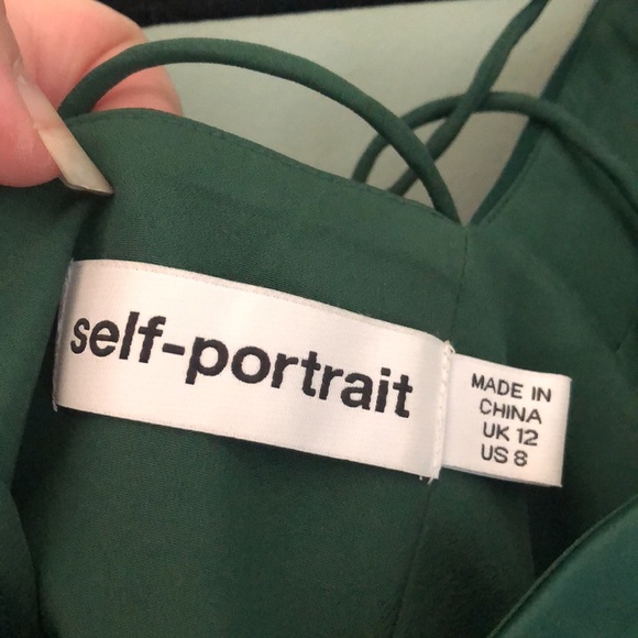 FLASH SALE NEW Self-Portrait Size 8 Asymmetric Green Duchess Satin Top - Picture 5 of 11